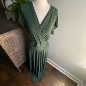 Koh Koh Olive Green Maxi Wrap Long Dress Women’s L Bridesmaid Maid of‎ Honor